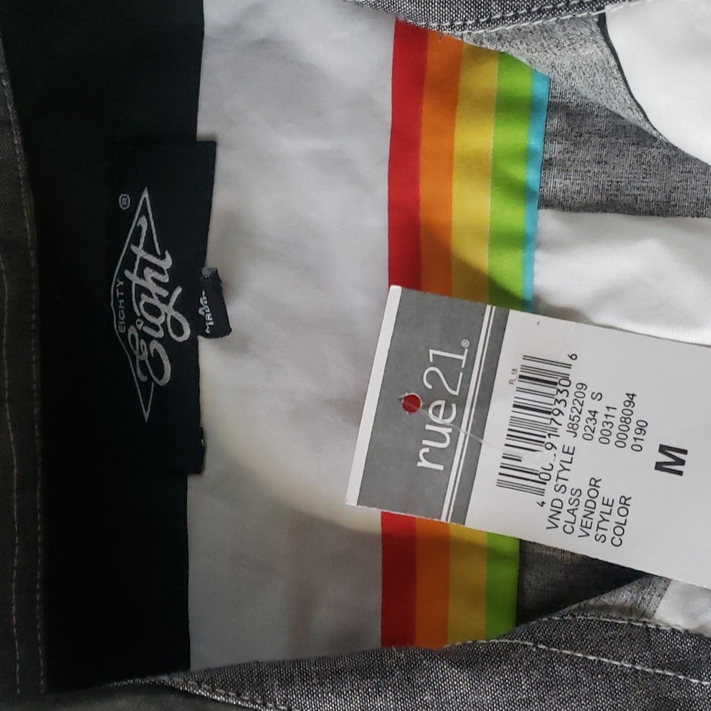 Striped, short sleeve button front..nwt